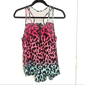 🩷 H&M ombre Leopard animal print unicorn top tank blouse cami flowy tunic 2